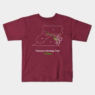 Potomac Heritage Trails, National Scenic Trail Route Map Kids T-Shirt